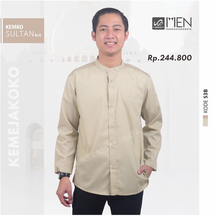 Kemeja Koko Kemko Sultan Rabbani Tangan Panjang Warna Coklat muda size S