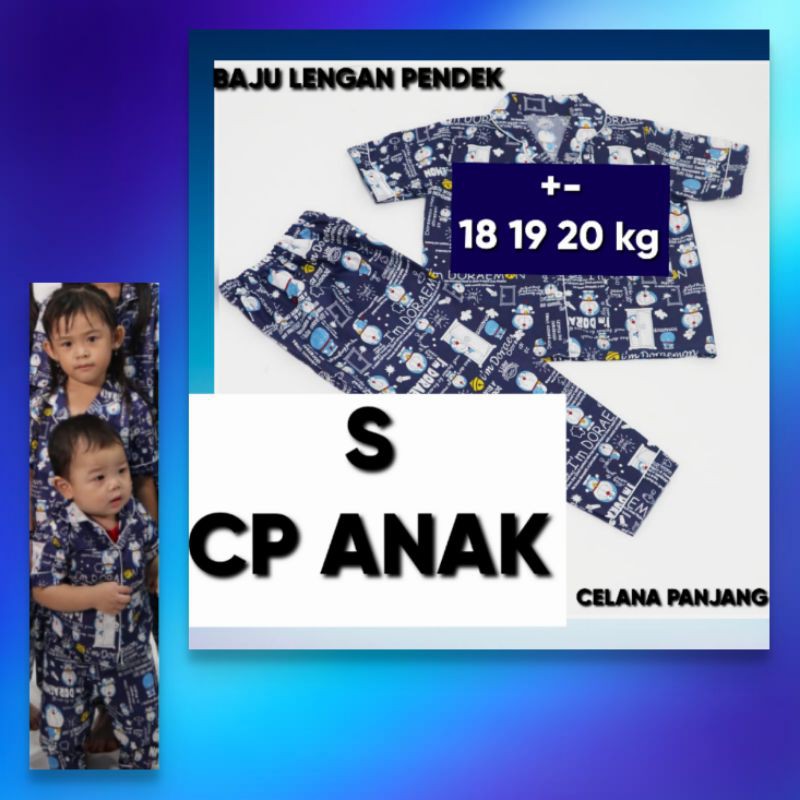baju tidur anak setelan celana panjang lengan pendek piyama set couple motif katun jepang karakter