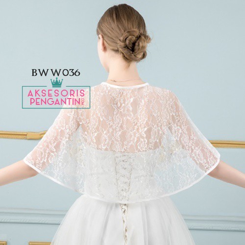 [BISA COD] OUTER WANITA LACE BOLERO PENGANTIN AKSESORIS WEDDING PUTIH BWW036