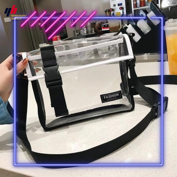 tas wanita Sling Bag Tas Selempang Transparant Mika Nr B6 | Tas Selempang Wanita - Hitam original br