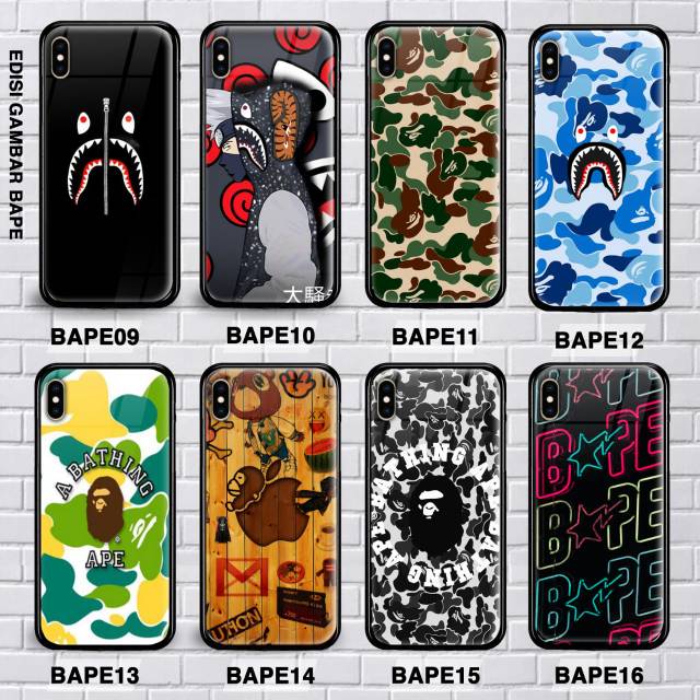 CUSTOM CASE BAPE HUAWEI Y5 2018/Y6 2018/Y5 2019/Y6 PRO 2019/Y7 PRO 2019/Y9 2019/NOVA 5T GLASS CASE