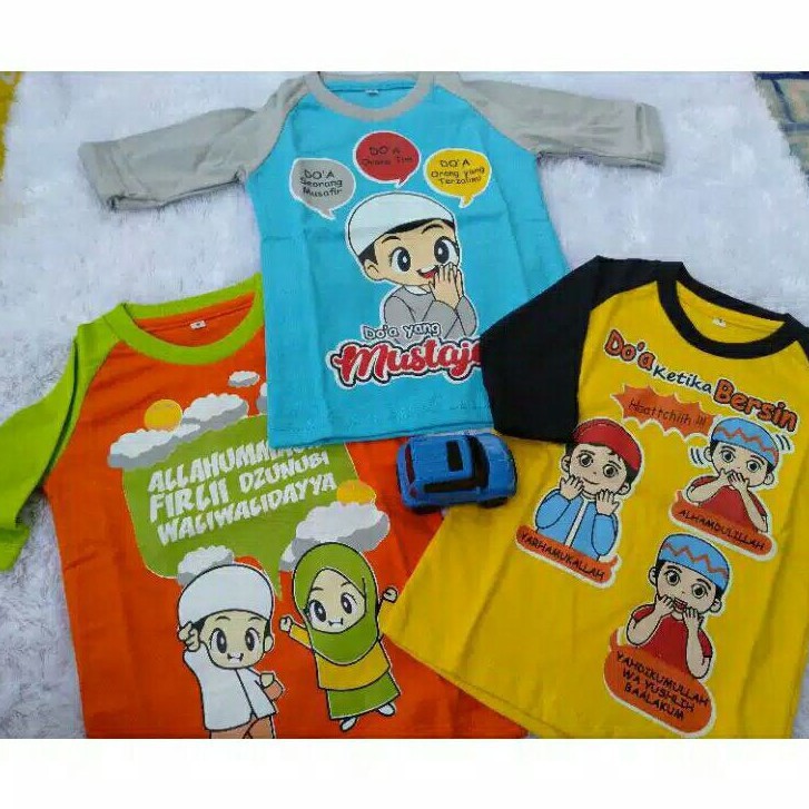 Kaos anak PAUD karakter muslim muslimah laki-laki perempuan