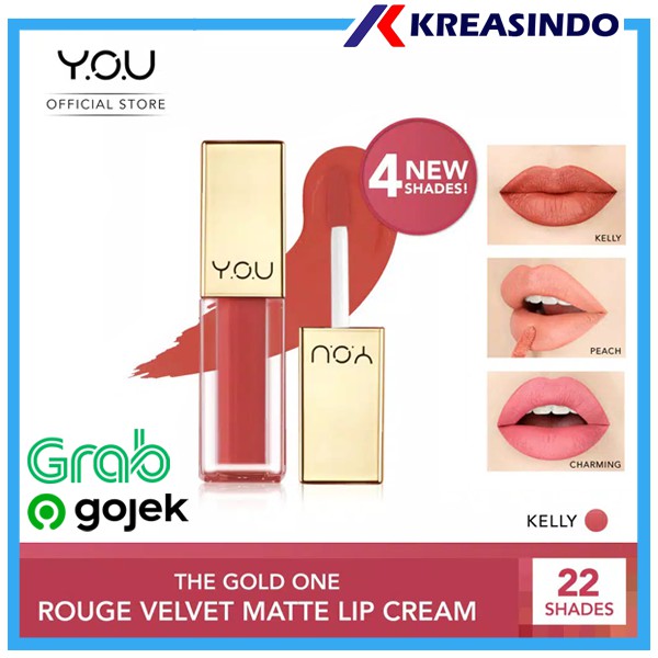YOU The Gold One Rouge Velvet Matte Lip Cream 4.5 g Quick Dry and Long Lasting Resmi Original