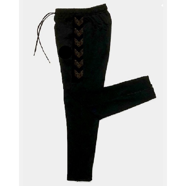 trackpant celana panjang olahraga pria/wanita gratis tas serut (random)-List emas batik