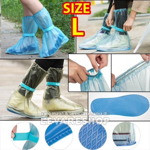 Unik Rain Shoes Cover Jas Hujan Sepatu Anti Air setinggi boots SIZE L Diskon