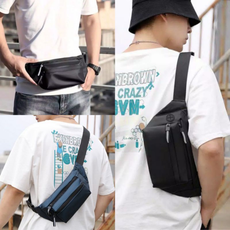 [COD] Tas Selempang Pria Import 100% ORIGINAL Waistbag Pinggang Punggung Premium Anti Air Waterproof, JAM TAM