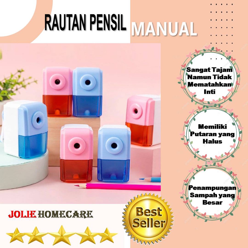 

Rautan Pensil Manual / Rautan Putar / Rautan Meja anti slip, Pisau Terbuat Dari Bahan Besi Alloy Peralatan Sekolah Anak-Anak
