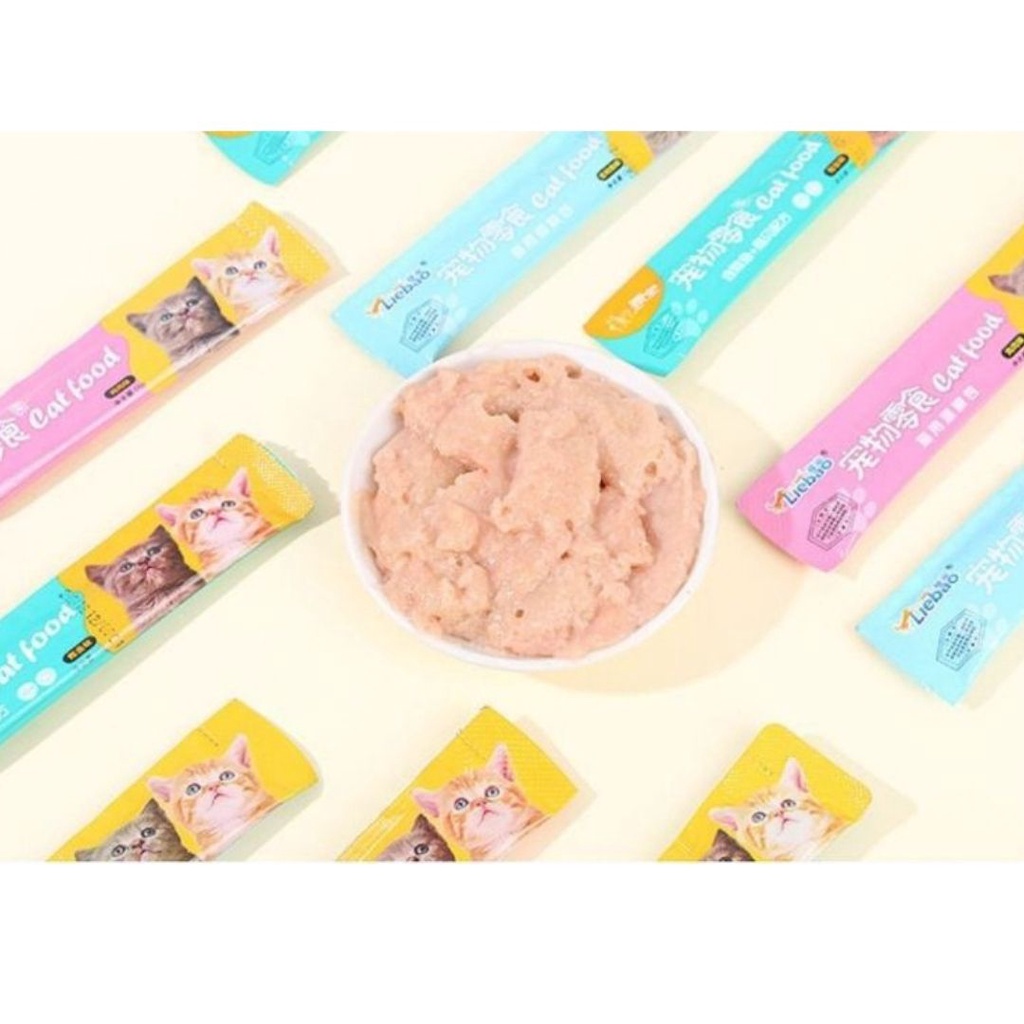 Snack Treats Kucing Adult Kitten 15gr Cemilan Kucing Basah Snack Bio Creamy PEIEN Dengan Daging Asli Fezone