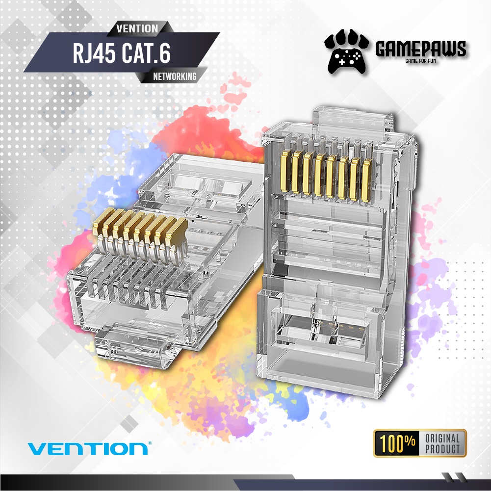 RJ45 Vention Cat.6 Network Connector RJ45 Modular Plug Transparant