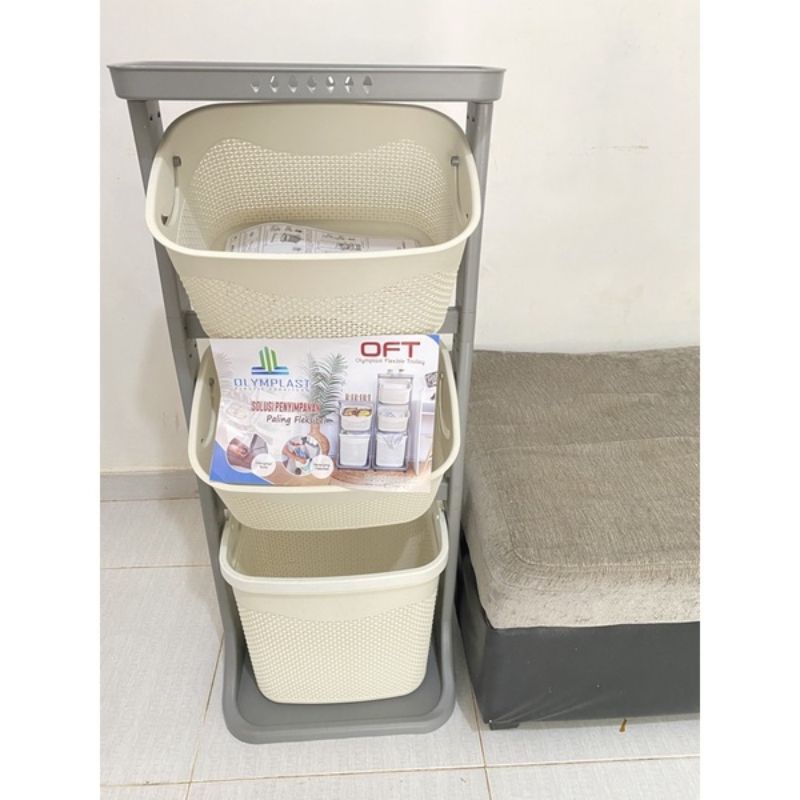 Olymplast Flexible Trolley OFT 03 Rak serbaguna Keranjang Susun 3 Tingkat Dengan Roda