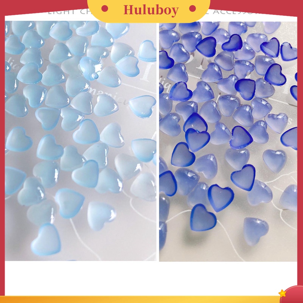 Huluboy Huluboy♡ 50pcs / Set Ornamen Kuku 3D Bentuk Hati Dapat Berubah Warna Untuk Dekorasi Nail Art