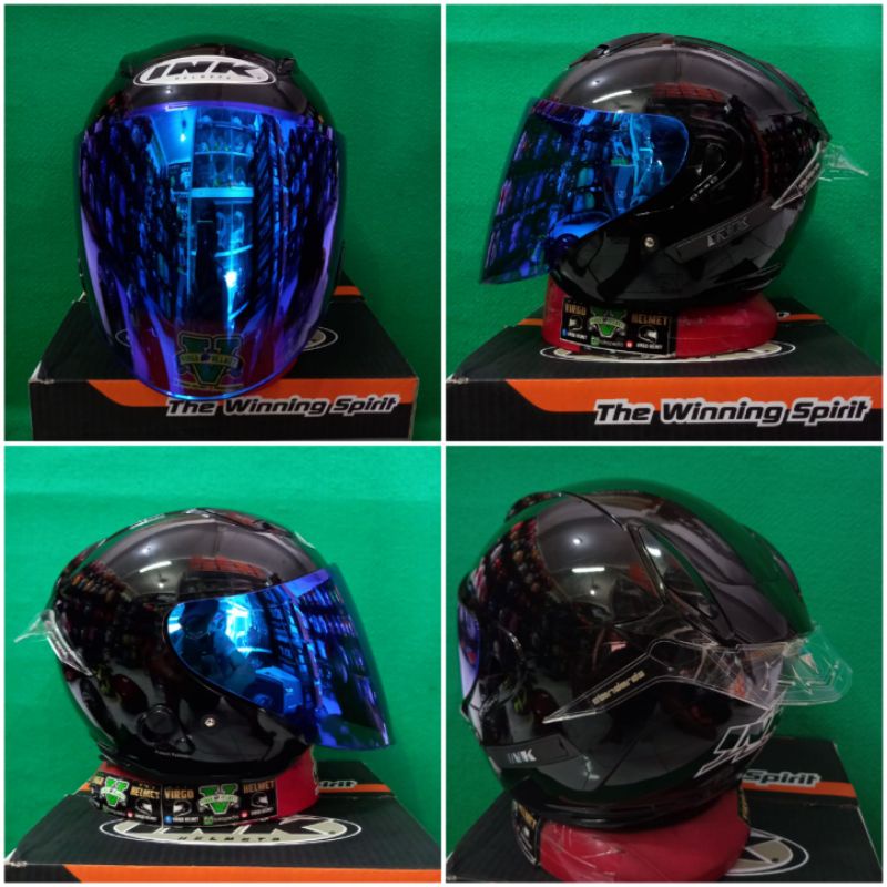 INK METRO 2 SOLID BLACK GLOSSY PAKET GANTENG VISOR IRIDIUM + SPOILER