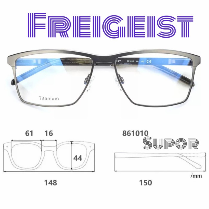 Kacamata Minus Pria - Ff140 Full Frame Kacamata Pria Titanium Paling Lebar Lensa 61 Minus