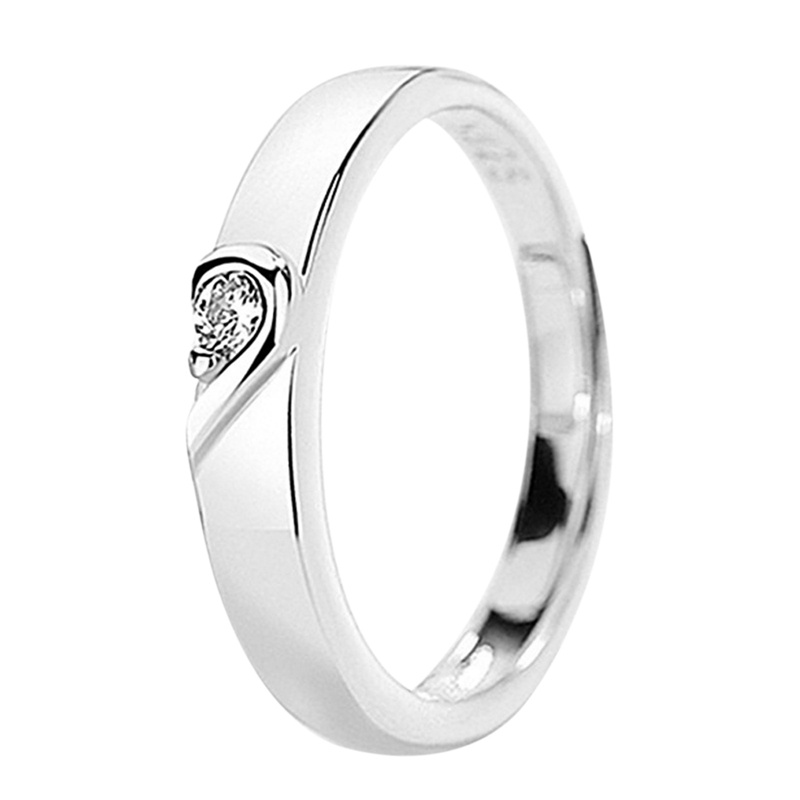 1 Pasang Cincin Sterling Silver 925 Bentuk Hati Untuk Pernikahan