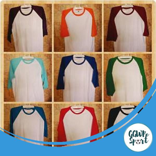 Kaos Raglan Wanita Pria Premium Cotton Combed 30S Putih Lengan Setengah Kualitas Jaminan Terbaik