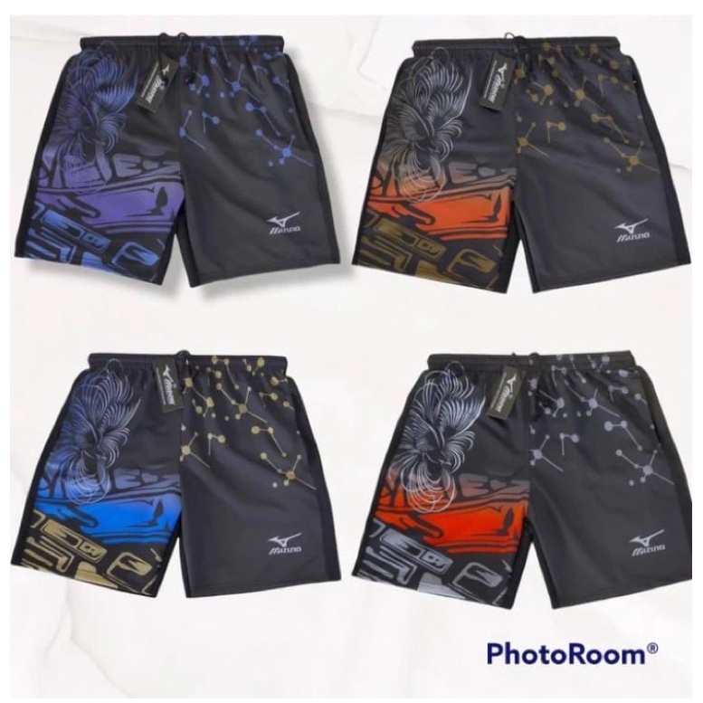 celana pendek olahraga original motif abstrak mizuno