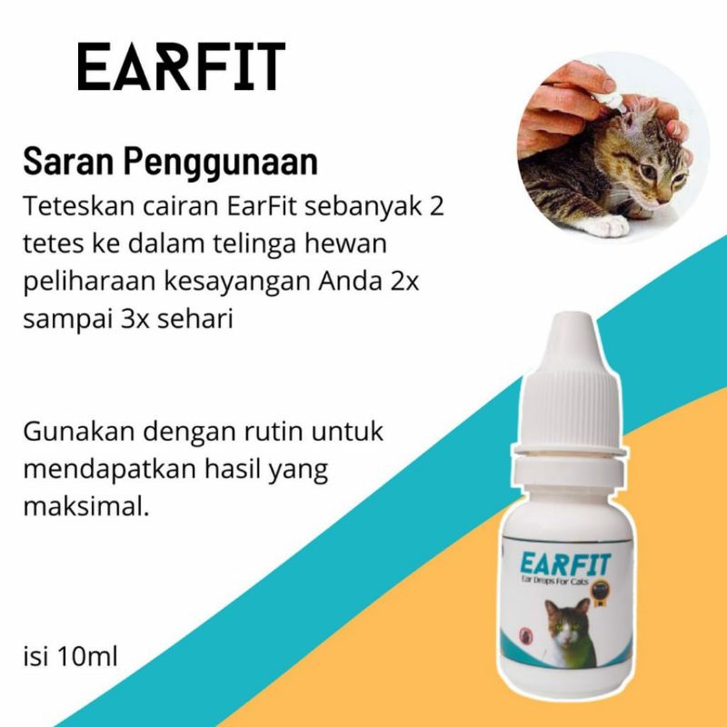 EARFIT Obat Tungau Kutu Telinga Kucing Earmites Ampuh Mengobati Conge Otitis Kuping Kucing