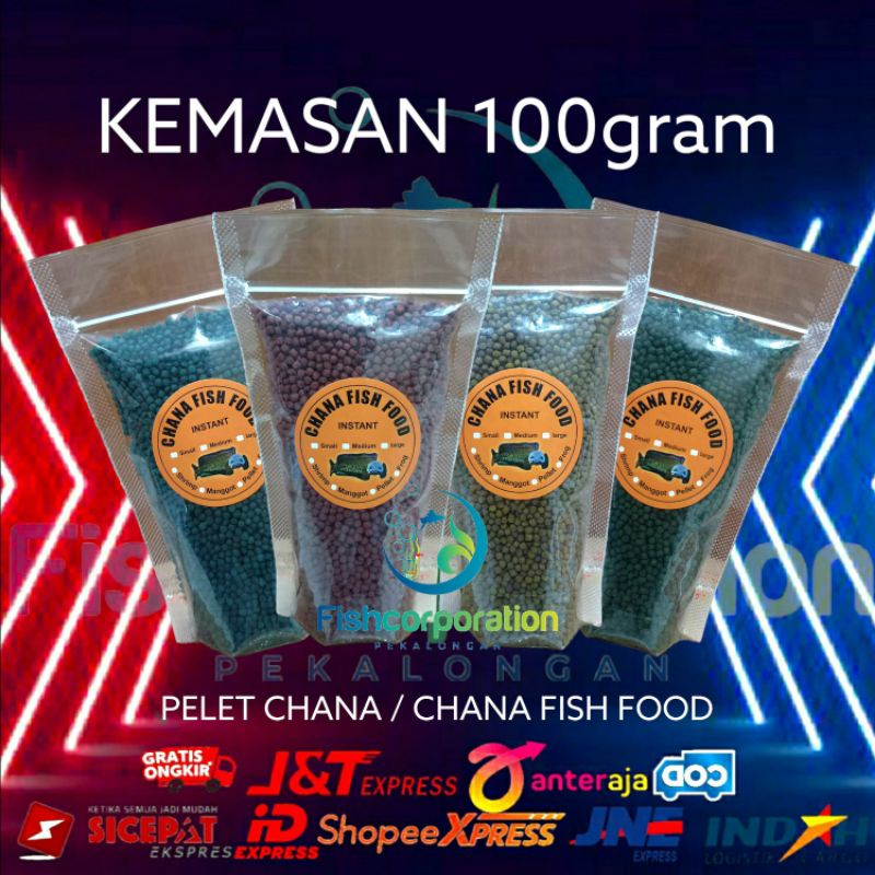 Pelet chana 100gram / chana fish food / pelet premium blue yellow red maxi