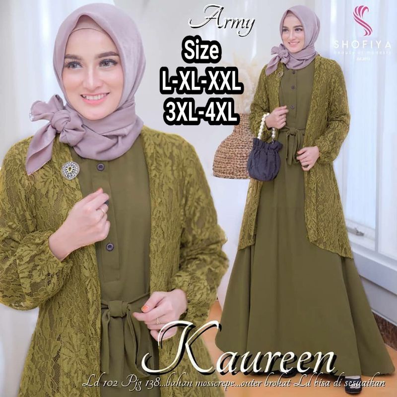 KHAUREN DRES BAHAN MANGGOCREPE MIX BRUKAT UKURAN JUMBO L XL XXL XXXL XXXXL