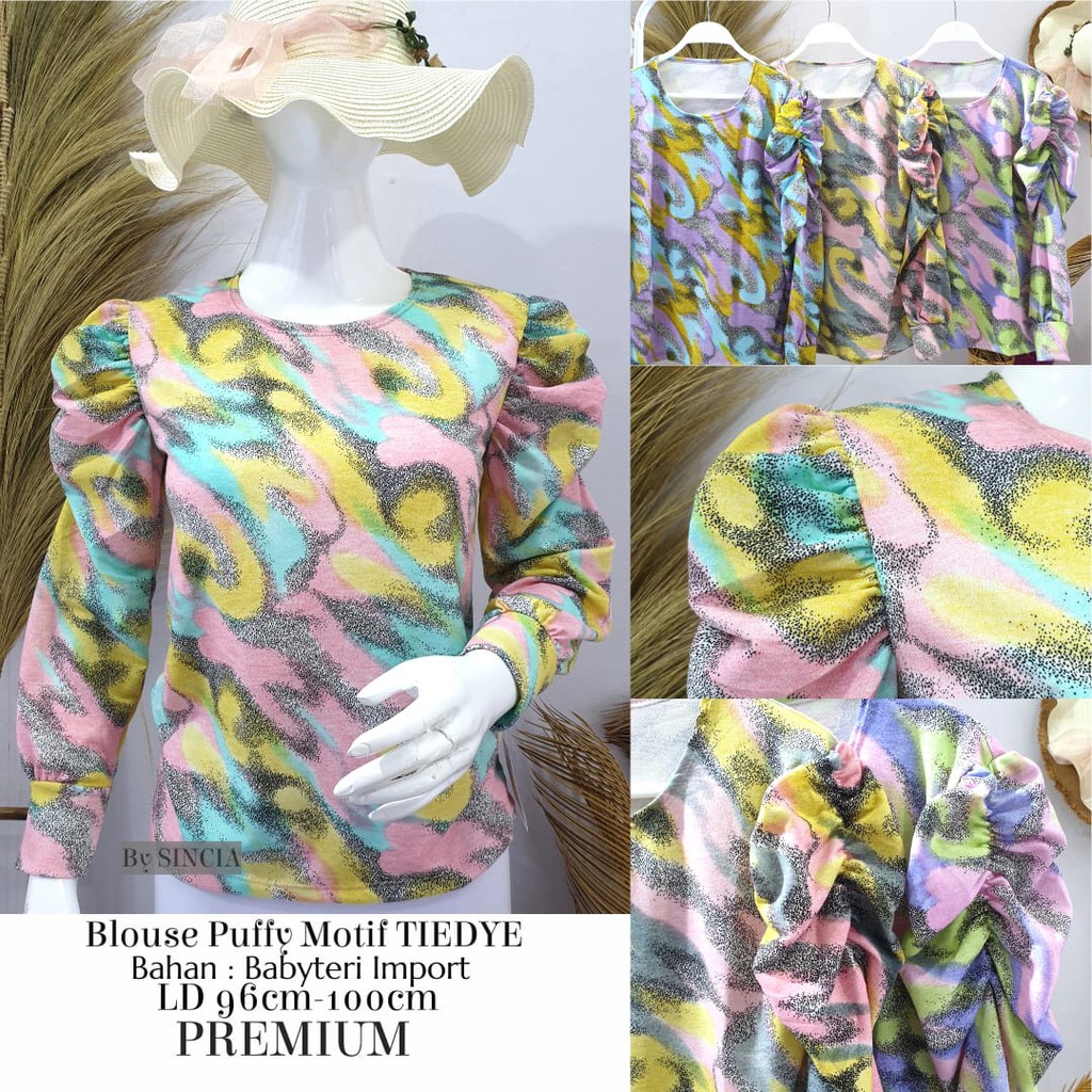 BLOUSE PUFFY MOTIF ABSTRAK BABYTERRY IMPORT