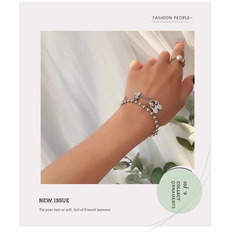 Ins gaya cute bear bola liontin gelang wanita sederhana anggun rasa desain gelang gelang fashion