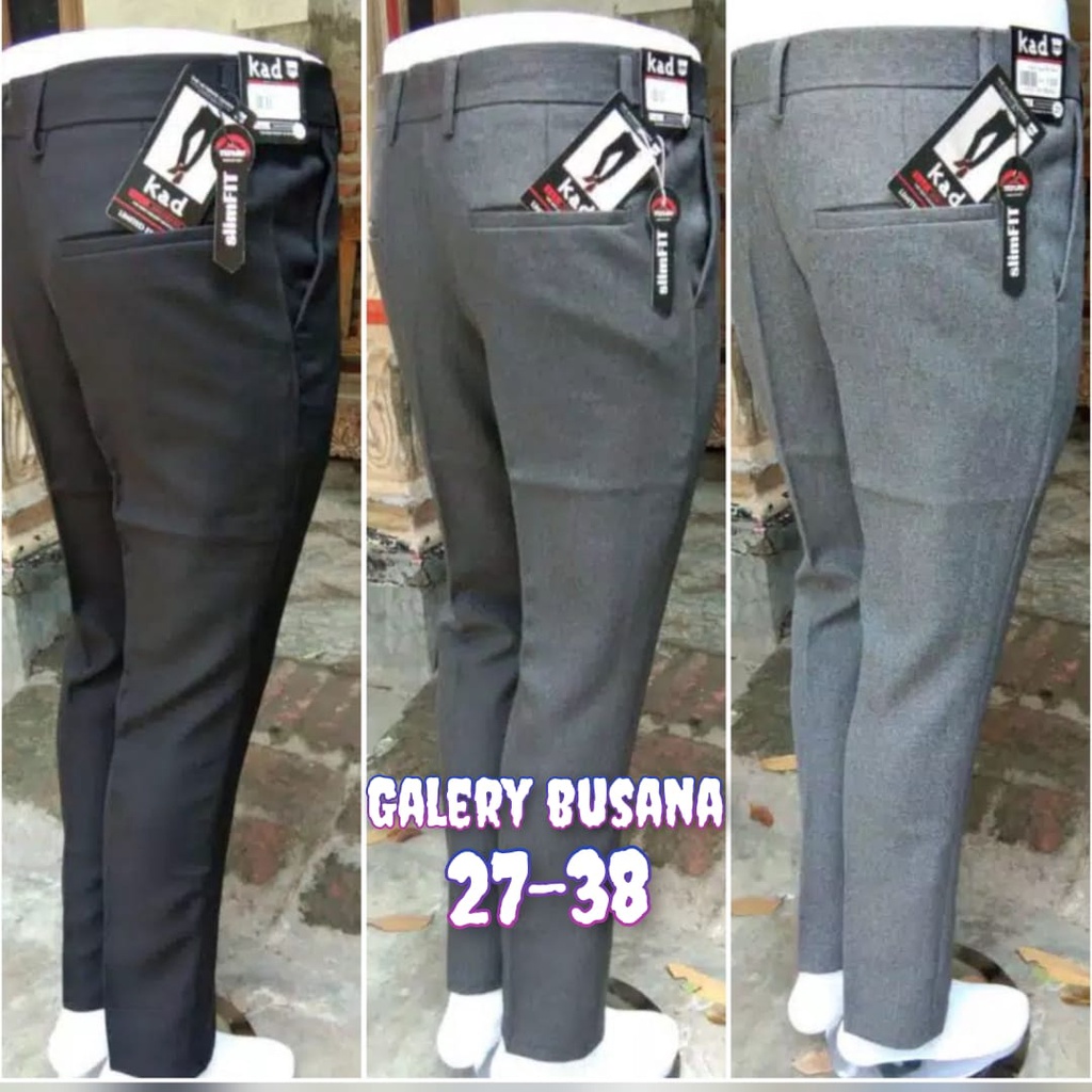 CELANA BAHAN | KERJA | FORMAL | KANTOR | PANJANG | HITAM | DASAR PRIA SLIMFIT