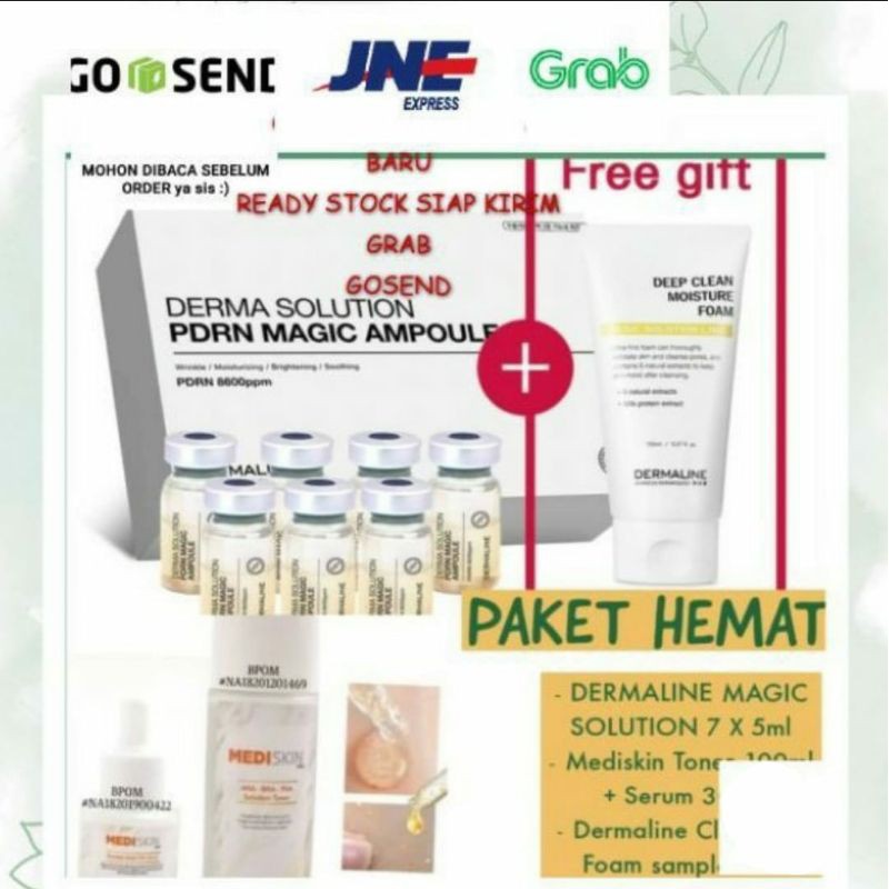 PER BOX DERMALINE PDRN MAGIC SOLUTION AMPOULE GRATIS PEMBERSIH DERMALINE MEDISKIN SERUM EMAS TONER