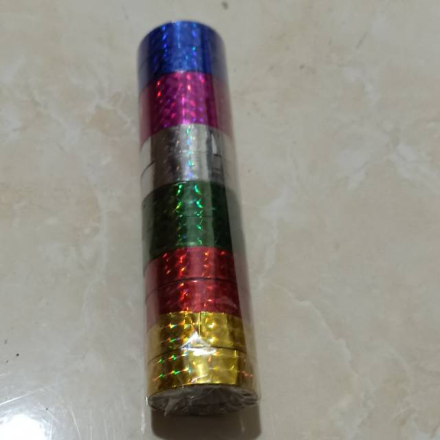 Fancy selotip kecil metalik solatip isolasi warna 10pcs