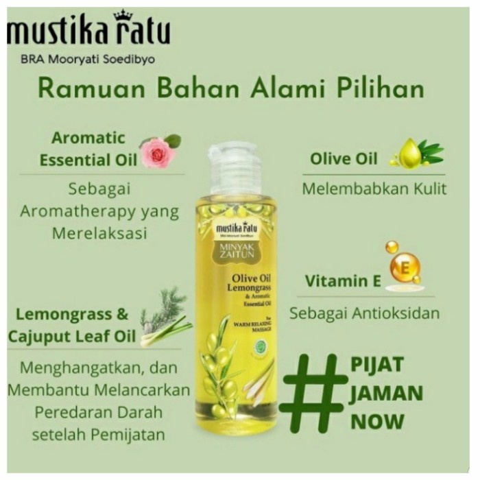 MUSTIKA RATU Minyak Pijat Urut Zaitun Olive Oil Lemongrass &amp; Aromatic Essential Oil