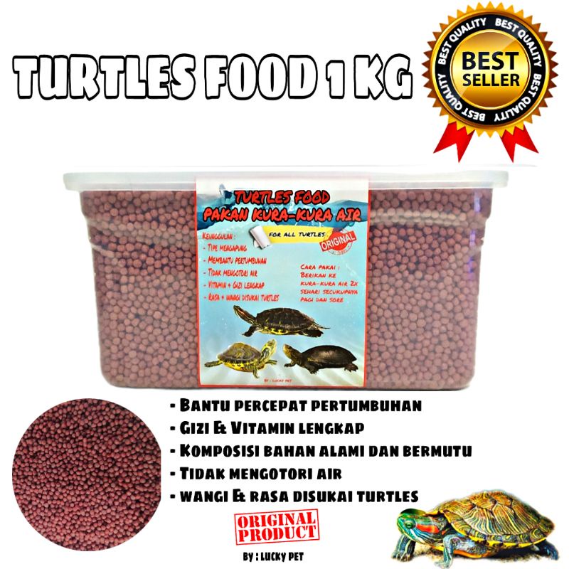 1 KG MERAH Makanan pelet pakan kura-kura air Brazil res dada merah lagi labi ambon turtle food