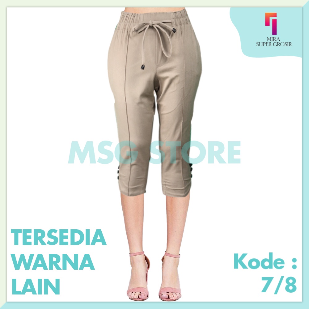 Celana Pendek Baggy Panst Wanita Polos 7/8 All Size Bahan Katun Twill Stretch Premium Pakaian Kerja 