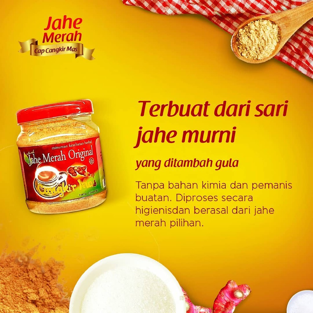 

Jahe Merah Cangkir Mas Original Plus Gula Minuman Kesehatan Herbal 330gr