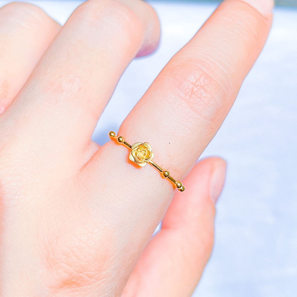 Banyak motif yaa Cincin aesthetic anak dan dewasa emas asli kadar 70 16k rose korean 2in 1 gram pita ribbon permata mawar diorr sweet manis ringan ring gold tanpa permata