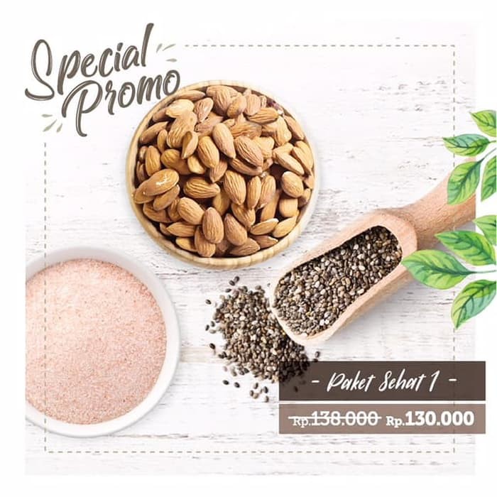 

Paket Sehat 1 (250gr Roasted Almond, Organic Chia Seed, Himalayan Salt