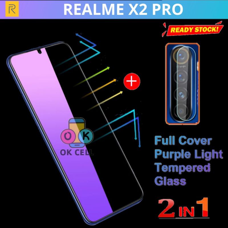 2in1- Tg Anti Gores Blue Light Realme X2 Pro - Tempered Glass Blue Radiasi Realmi X2 pro Full Layar