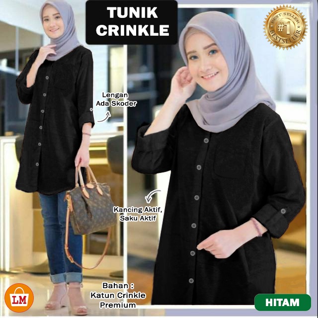 TERMURAH TERLARIS Baju Atasan Muslim Wanita TUNIK CRINKLE JUMBO XL-XXXL LM 28562-28568