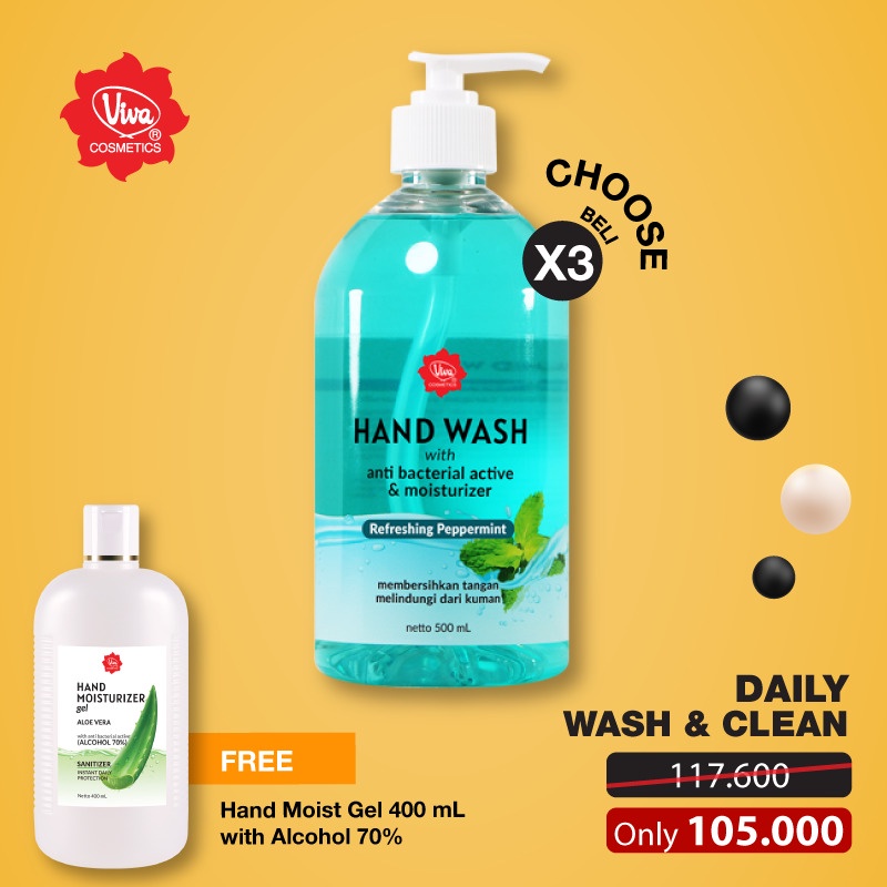 Paket 3 Hand Wash Hand Sanitizer Moisturizer Gel 400 ml Viva