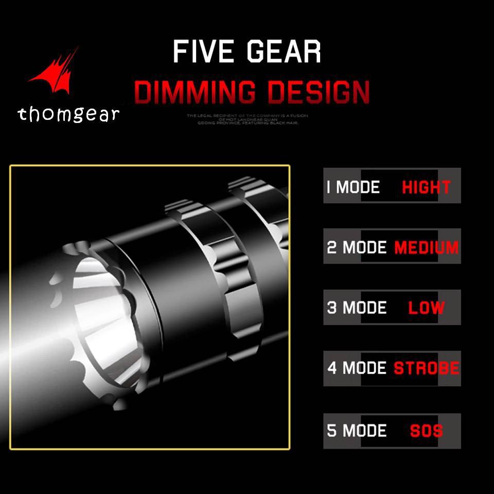 Thomgear Senter Led Torch Hunting Cree Xm-L L2 65000 Lumens - 701 Senter Super Terang Jm