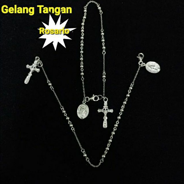 Gelang tangan rosario perak silver 925