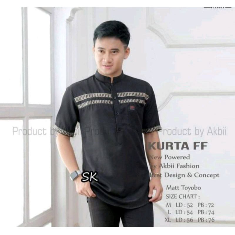 [BISA COD]KOKO KUTRA LENGAN PENDEK|KOKO KURTA MUSLIM PRIA DEWASA|KURTA FF MATERIAL&quot;TOYOBO&quot;SIZE M, L,XL, XXL