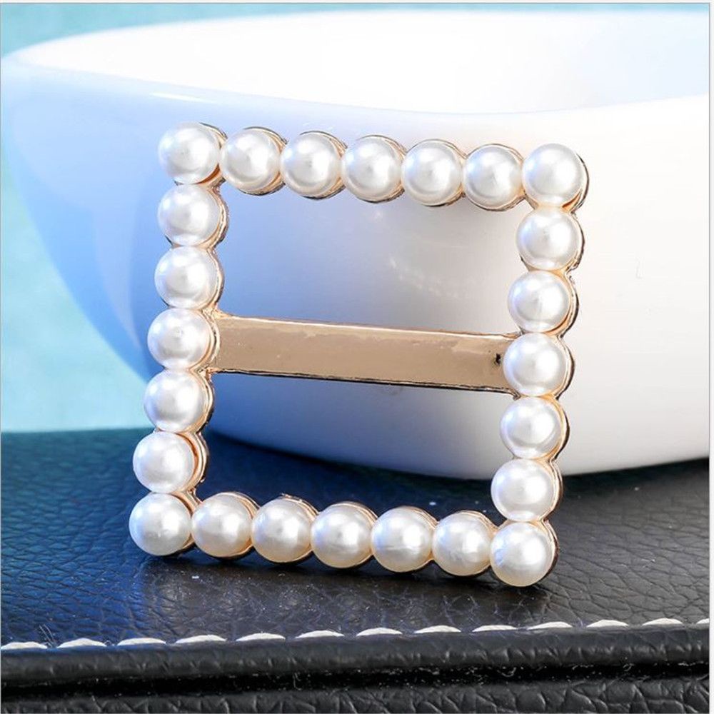 1pc Fashion Classic Geometric Crystal Pearl Adjustment Waist Buttons For Decorative Accessories