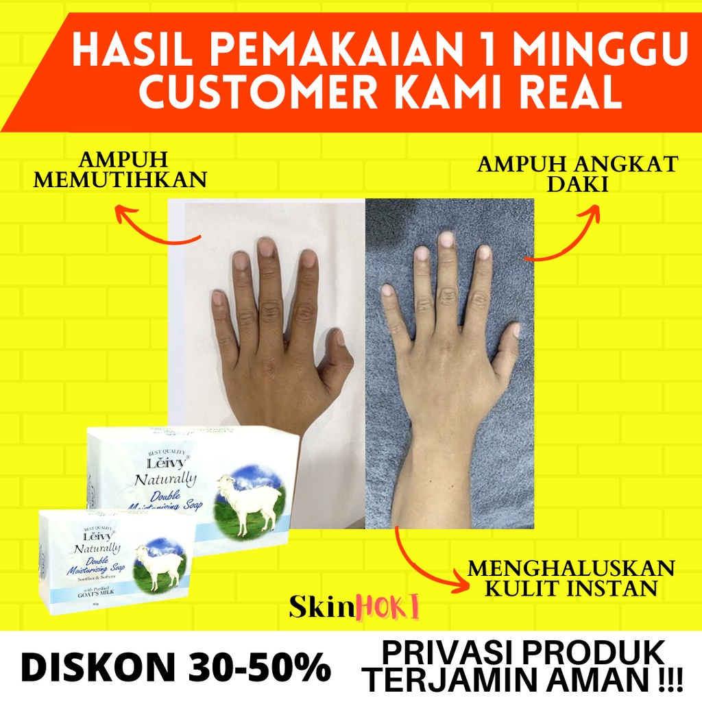 SABUN PEMUTIH BADAN PENGHILANG FLEK HITAM DI WAJAH SABUN BATANG LEIVY DOUBLE BAR SOAP 85GRM ORIGINAL BPOM