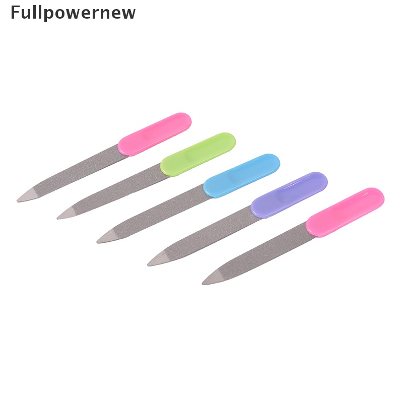 (FULL) 5pcs Kikir Kuku Dua Sisi Bahan Metal Gagang Plastik Untuk Manicure / Pedicure