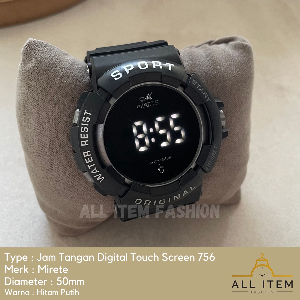 COD✅ Jam Tangan Digital Touch Screen Mirete 756 / Sport Watch / Jam Fashion / Jam Modern Layar Sentuh / Tanggal Bulan Tahun