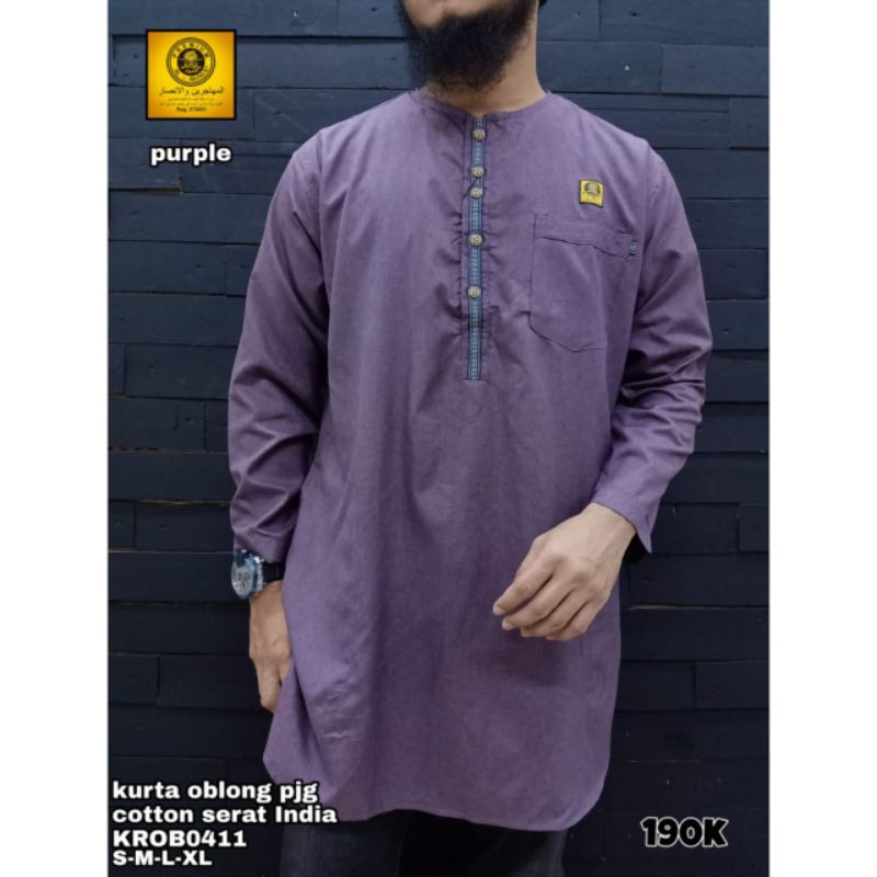 Baju Koko Kurta Gamis Pakistan Ungu Al Amwa Premium