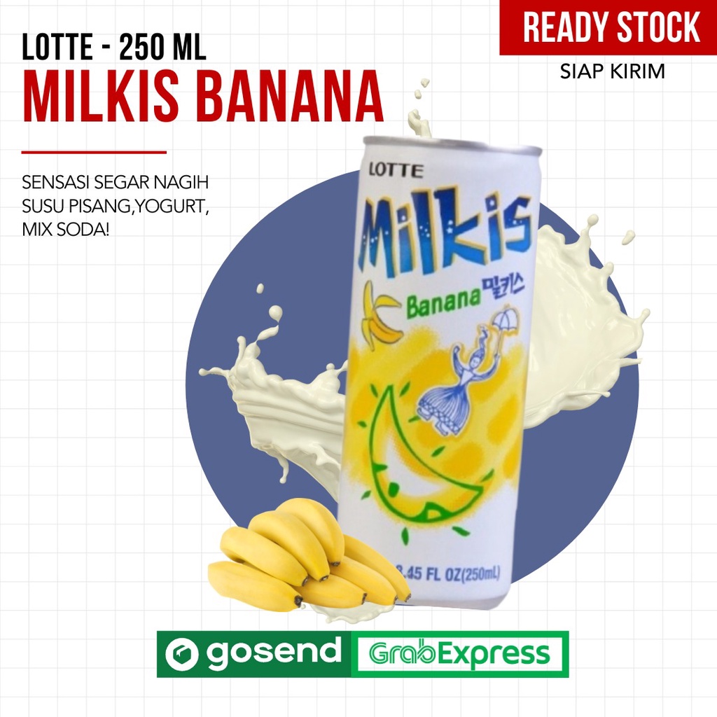 

(READY) LOTTE Milkis Banana / Soda - Minuman Susu Soda Yogurt Korea 250 ml