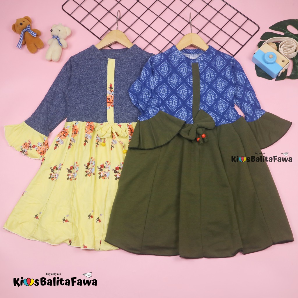 Dress Sissy 5-6 Tahun / Dress Anak Lengan Panjang 3/4 Baju Blouse Perempuan Dres Terompet Cutbray