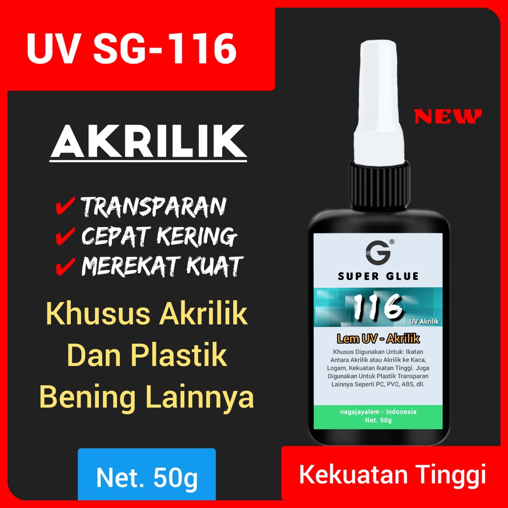 

(50g)Lem UV Akrilik 116/Lem Inlay/Lem PVC/Lem PC/Lem Sinar/Acrylic Glue