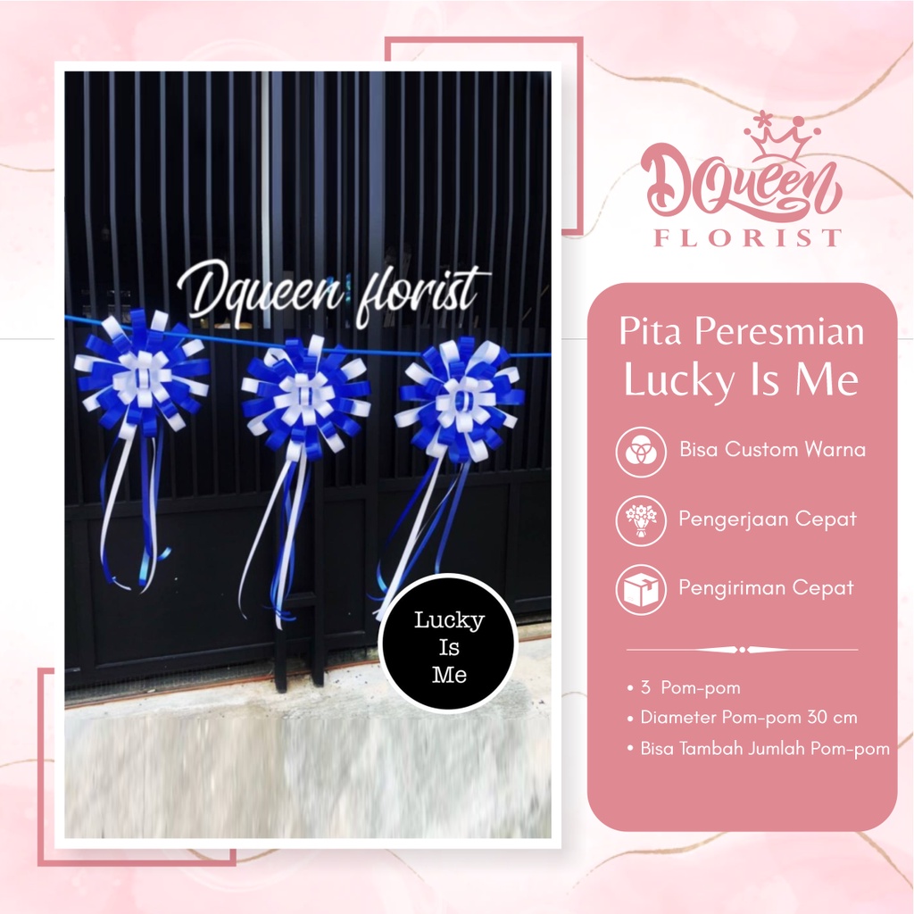 Pita Peresmiaan Lucky Is My Pom Pom Acara Grand Opening Gedung Kantor Perusahaan Wedding Selamat Datang Wisuda Natal Hias Kado Doorprize 1 Set Gunting Potong Murah