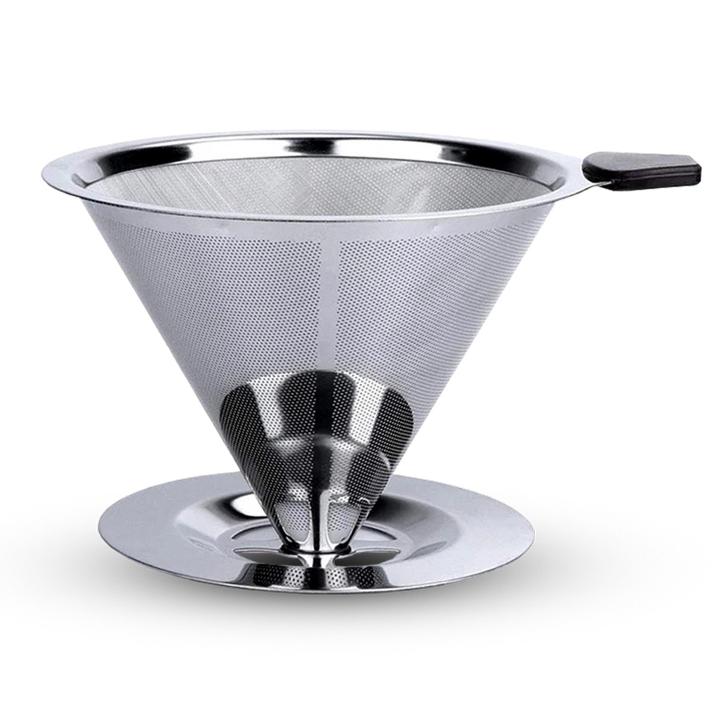 V60 Coffee Dripper Stainless Steel With Stand Saringan Kopi - CF401T